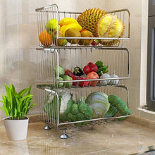 Quattro Ruote portatile strumento di archiviazione Carrello Carrello for ripiani ， Scaffali da cucina Armadietti in acciaio inossidabile di grande capacità Soggiorno Negozio di frutta Cestino for frut