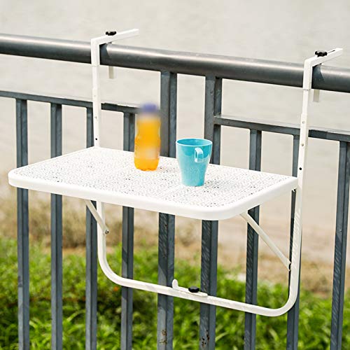 Tavolo Pieghevole Ringhiera del Balcone,Tavolo da Appendere a Sospensione Giardino Esterno 60x40cm,Tavolo da Terrazzo Regolabile Scrivania Portatile,Bar Patio Tavolino da Caffè da Parete(white)