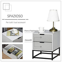 HOMCOM Comodino con 2 Cassetti di Design Base in Metallo, Mobiletto da Salotto, Studio e Camera da Letto
