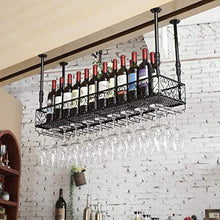 YWYW Portabottiglie Portabicchieri da Vino Portabicchieri da Champagne Portabicchiere Portabottiglie da Appendere in Ferro battuto Europeo (Nero) (Dimensioni: 60 * 25 cm)