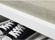 YANG Cambio di Scarpe Panca Shoe Rack Imbottito Poggiapiedi Sedile Pouf in Legno ottomano con Copertina in Lino Estraibile, Carico Massimo 200kg, 85x30x41CM