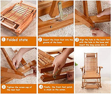 Sedia Lounge Sedia Regolabile Chaise Reclinabile Bamboo Sedia a Dondolo Pieghevole Pieghevole Sedia a Sdraio Portatile per Giardino Prato a Sdraio Backyard