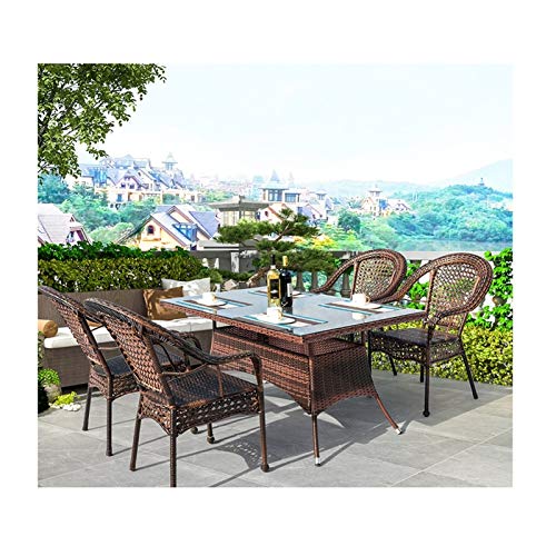 Tavolo in vimini in rattan mobili in patio e set sedia, Set di mobili da giardino in rattan tavola e sedie patio set mobili da giardino per famiglie all'aperto per giardino all'aperto a bordo piscina