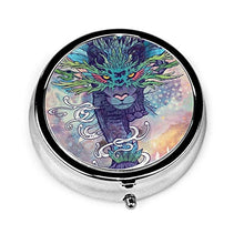 Spectral Cat - Contenitore rotondo per pillole, 3 scomparti, in metallo, per medicina e vitamine, per viaggi all'aperto