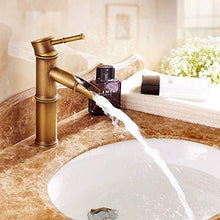 VBARV Rubinetto per lavabo monoforo in bambù Vintage - Tutto Rame Antico Rubinetto Rubinetto dell'Acqua Calda e Fredda Bagno Cascata Rubinetto Rubinetto monocomando lavello