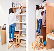 Mirui Sgabello Legno Folding Passo Sgabello Sgabello Scala Domestica scaletta Pieghevole di Legno di Gomma a Doppio Uso Multifunzionale Risparmiare Spazio, Peso 120kg Bearing