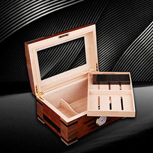Umidificatore a scatola isolante 50 Sigari Dispositivo di Raffreddamento A Doppia Humidor Casa Legno di Cedro Cigar Idratante Governo Trasparente Tetto Apribile Igrometro Esterno Piano di Vernice
