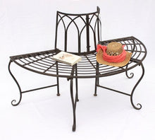 Panca 121071 Panca da Giardino in Metallo 127 cm Panca-Seduta Panca-Suolo Panca Rotonda Marrone