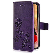 Robinsoni Cover Compatibile con Samsung Galaxy J530 Case Scintillare Glitters Lucido Portafoglio Libro Custodia Retro 3D Rosa Stampato Pelle PU Libretto Cover Foglio Flip Magnetica Fiore Caso, Viola