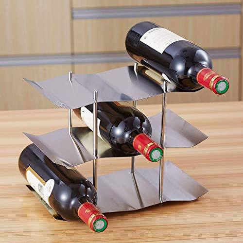 Modern stylish portable durable storage box Wine Rack 3 Tiers 9 bottiglie in acciaio inox da cucina tavolo controsoffitto Freestanding Saluto Wine Rack esposizione del supporto della mensola del vino