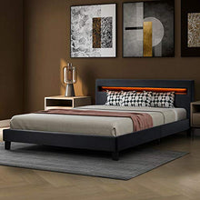 WGYDREAM Letto Telaio Letto Matrimoniale Black Solid Bedstead Base con Colore LED Lighting Leather Headboard Letto Matrimoniale per Adulti Bambini Bambini, 140 X 200 Cm