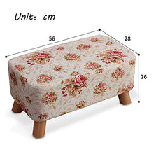 Mobili per la casa e Giardino Sgabello Imbottito con poggiapiedi in Legno massello Sgabello Imbottito con poggiapiedi sfoderabile - 56x28x26cm Ottomani da Cucina