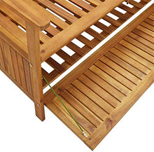 ZRB Baule da Giardino, Bench da Giardino Panche in Legno Solido Patio in Legno di Acacia con braccioli Panchina del Parco per all'aperto,Multibox