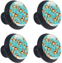 Tiger Pattern Animal Blue Green Leaves Pomelli per Porta Set di 4 Pomelli per Mobili Manopole per Cassetti Cucina Armadio Vetro