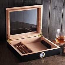 6 Sigari Humidor Dispositivo Di Raffreddamento Portatile Legno Di Cedro Cigar Idratante Governo Prospettiva Tetto Apribile Due Aree Di Stoccaggio Igrometro Esterno