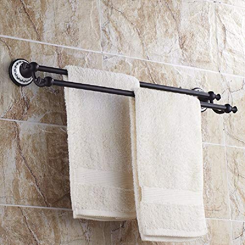 MBYW Portasciugamani Moderno Minimalista Portasciugamani Elegante per Il Bagno di Moda Portasciugamani Europeo Doppio Asciugamano in Rame Nero Antico  Adatto per Bagno,Cucina, Ufficio o Altri luoghi