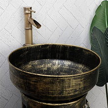 YRRA Stile Industriale Mobile Bagno con Lavabo, Moderno Mobile Lavabo con Rubinetto e Scarico Autoportante Mobile Bagno Sottolavabo 16,9 x 34,2 Pollici,Bronzo