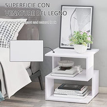 HOMCOM Tavolino da Caffè 2 Ripiani Aperti Design Moderno Salotto Soggiorno Legno 40x40x43cm Bianco