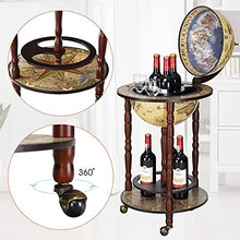 DREAMADE Mappamondo Bar Mobile Bar, Portabottiglie Scaffale per Vino con 3 Ruote, 88 x 45 x 45cm (medello 2)