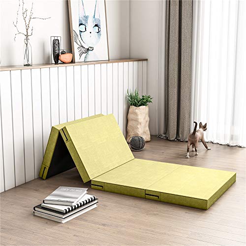 Materasso Singolo Materasso Estrarre Ospite Sedia for adulti e bambini materasso pieghevole traspirante lavabile Z Bed Playmat Cuscino Futon Pieghevole Morbido ( Color : Yellow , Size : 60x200x8cm )