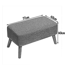 Mobili per la casa e giardino Sgabello in legno rettangolare con sgabello Sgabello imbottito in metallo con ottomana Sgabello con 4 gambe in faggio e rivestimento in lino (coperchio sfoderabile) Ottom