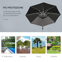 Outsunny Ombrellone a Braccio per Esterno, Giardino o Terrazza con Luci a LED e Angolazione Regolabile, Grigio