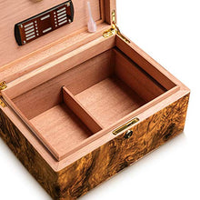 YCDJCS Umidificatori Humidor Cigar Box Cigar Box di stoccaggio con l'igrometro e umidificatore a Doppio Strato Grande capacità di Legno di Pino Foderato Cigar Humidor Regalo