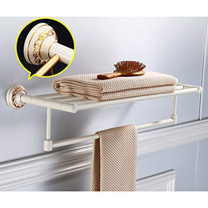KTMK Palo in Alluminio Verniciato Bianco Telo da Bagno in Ottone Stile Europeo Antico Bagno Quadrato con Scatola in Metallo per Bagno Set di Ciondoli, Portasciugamani 3