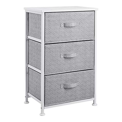Amazon Basics - Cassettiera per l’armadio, 3 cassetti in tessuto, colore: bianco