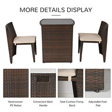 Set Tavolino e 2 Sedie da Giardino in Rattan Marrone