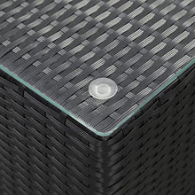 vidaXL Tavolino Laterale Piano in Vetro Nero 35x35x52 cm in Polyrattan