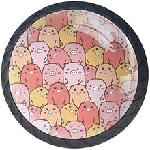 Pink Coral Yellow Pigs Pattern Carino Pomelli per Porta Set di 4 Pomelli per Mobili Manopole per Cassetti Cucina Armadio Vetro