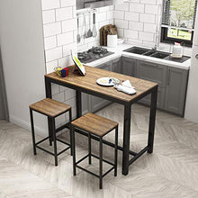 Meerveil Sgabelli da Bar, Due sgabelli da Bar con poggiapiedi, Struttura in Acciaio Nero per Soggiorno, Sala da Pranzo, Cucina, Design Industriale
