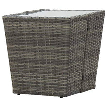 FAMIROSA Tavolino Grigio 41,5x41,5x43 cm in Polyrattan e Vetro Temperato