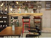Sgabello Sedia Poggiapiedi Cuscino Retro Ferro Battuto Bar Stool PU Materiale di Alta Elastica con Schienale Alto Bar Stool Bar Stool Metallo Leg Cafe Cucina Stool QAF1010 (Color : Green)