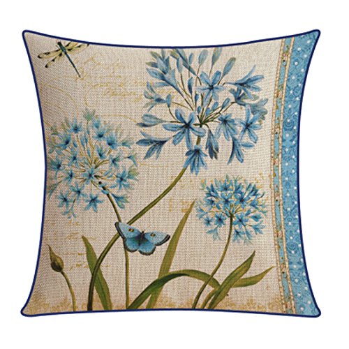 MEILING American Style Garden Cuscino di Cotone e Lino di Spessore Esempi di Fiori e Uccelli con Cuscini Cuscino Modello (Dimensioni : 45cm)