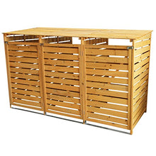 MonsterShop - Triplo Copribidone della Spazzatura in Legno Robusto per Contenere 3 Bidoni Standard da 240 Litri