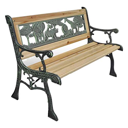 SOULONG Panca da Giardino,Panchine da Giardino per Bambini Design Animali, con Schienale, Panchina per Bambini Bronzo e Legno, 80 x 24 cm