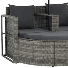 Tidyard Set Divano da Giardino con Parasole, Set Divano Esterno in Polyrattan Grigio