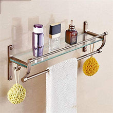 GJJSZ Mensole da Bagno in Vetro e Alluminio Space,mensola Porta Asciugamani da Bagno,processo di Disegno,mensola da Bagno a Parete da 40 cm/50 cm/60 cm(Colore: 60 cm)
