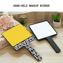Specchio a mano, nero bianco e giallo quadrato palmare specchio con maniglia per trucco casa salone di viaggio uso 9 cm L x 16 cm L
