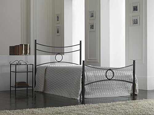 Bed Store SISTEMI RIPOSO Letto 1 Piazza E Mezza in Ferro Battuto Modello Conca Colore Nero Grafite