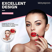 Mayepoo Specchio per Il Trucco Luce con Specchio ingranditore 5X, Modello di Lampada da Tavolo, 3 modalità di Luce Specchio per Il Trucco USB Ricaricabile, Regalo per Le Donne