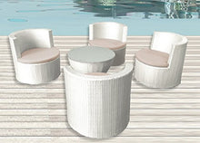 Bagno Italia Set 4 poltrone Bianco Marrone Scuro Cuscino Beige tavolino Rattan arredo Moderno Giardino Piscina Esterno I