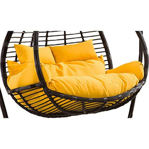 Yxxc Cuscini per Sedia Amaca a Uovo appesi, Cuscino per Sedia a Dondolo Doppia Spessa Cuscini per Sedia a Dondolo Rimovibili per Cortile Esterno Interno Cortile Giallo 110x150 cm