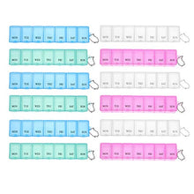 DOITOOL - Contenitore per pillole da viaggio, 12 pezzi, 7 griglie settimanali per pillole, scatola per medicine con catena
