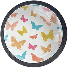 Farfalle Giallo Blu Arancio Pomelli per Porta Set di 4 Pomelli per Mobili Manopole per Cassetti Cucina Armadio Vetro