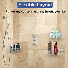 Fengli, organizer da bagno, angolo doccia, con 4 ganci mobili, senza foratura, in acciaio inox, confezione da 2