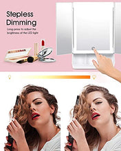 TOGETOP Specchio per Trucco con Luci 32 LED Specchio per Trucco da Tavolo con Luminosità Regolabile/Rotazione 270°/Doppia Alimentazione/Touch Screen/Scatola di Immagazzinaggio/Ricarica USB(Bianco)