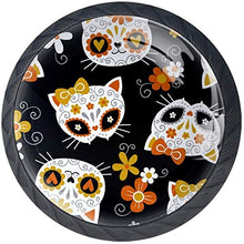Cat Sugar Skulls and Flowers Pomelli per Porta Set di 4 Pomelli per Mobili Manopole per Cassetti Cucina Armadio Vetro